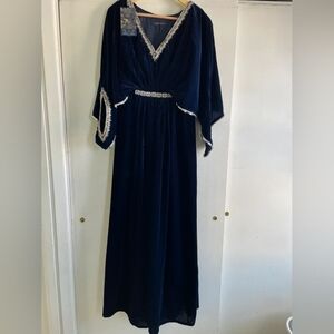 Women's Navy Blue Dress with Silver Accents